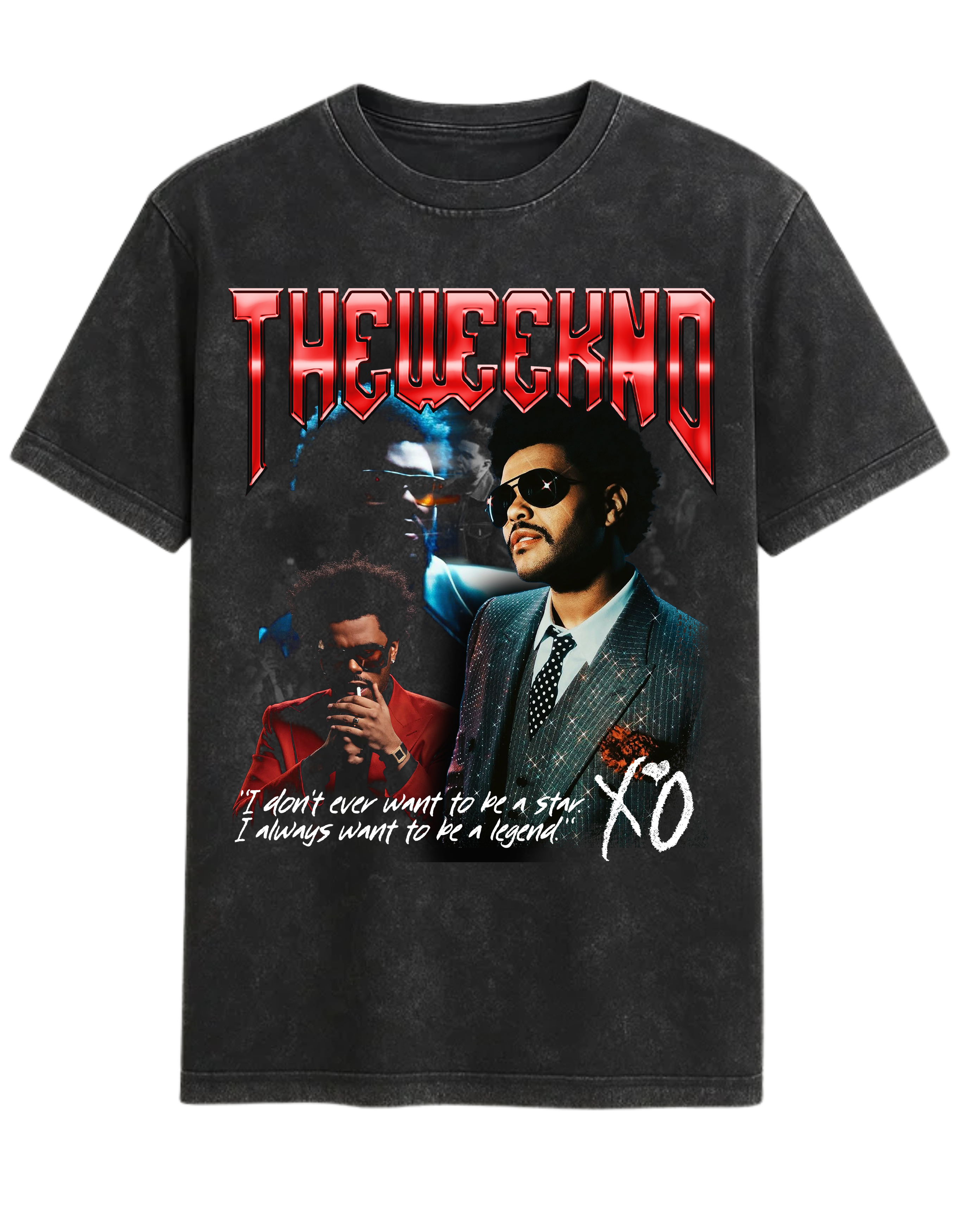 The Weeknd XO Oversized Tee - collage design, oversized graphic t-shirt with XO era visuals