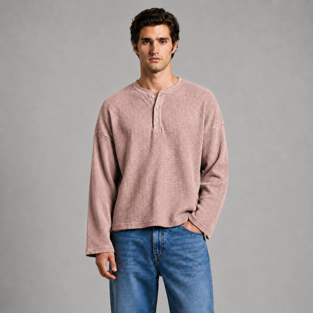 TAUPE WAFFLE HENLEY
