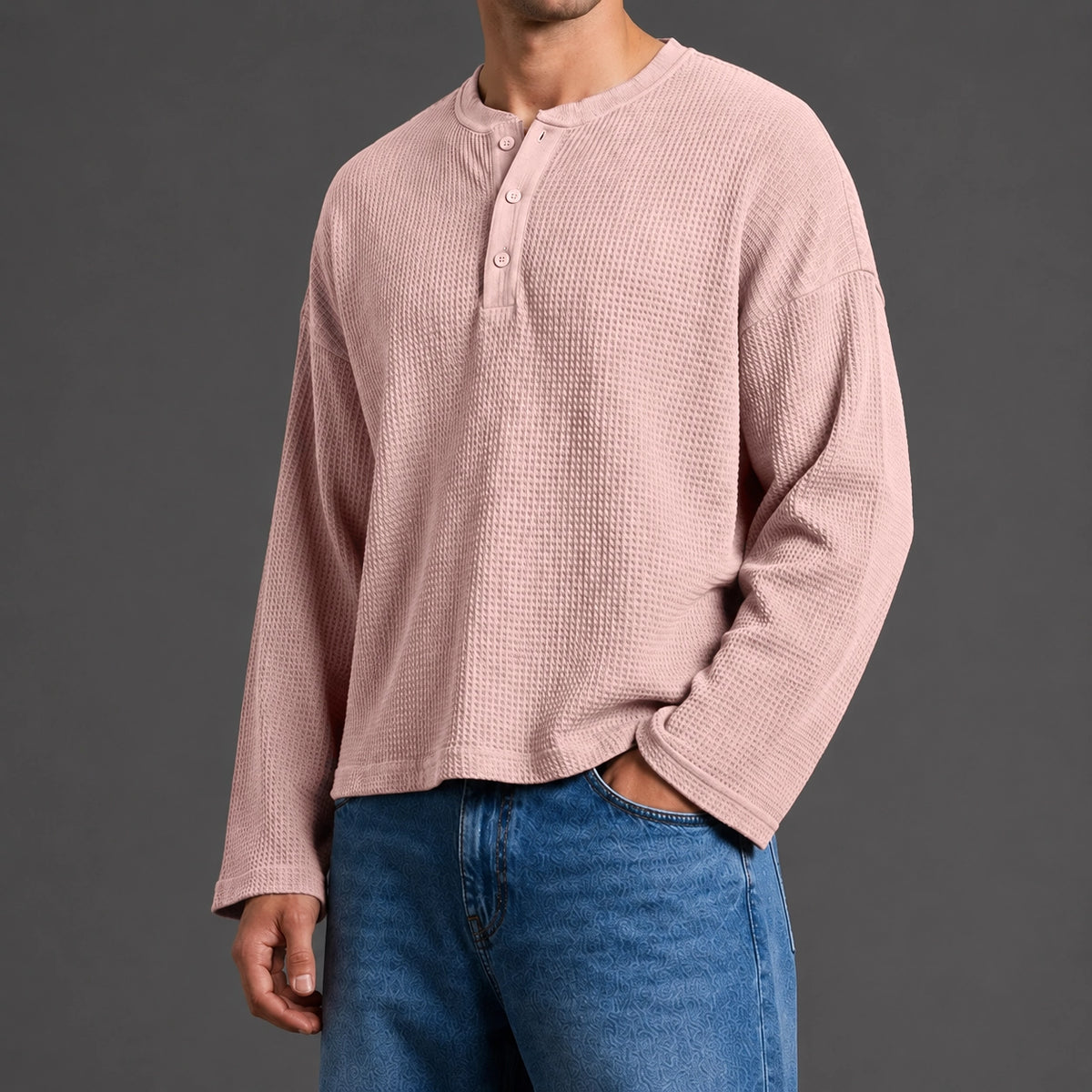 TAUPE WAFFLE HENLEY