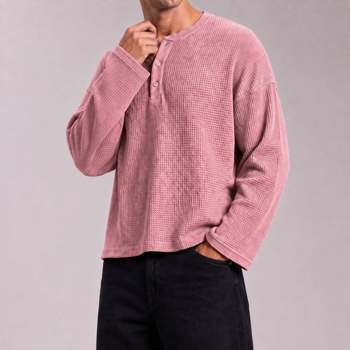 ROSE WAFFLE HENLEY
