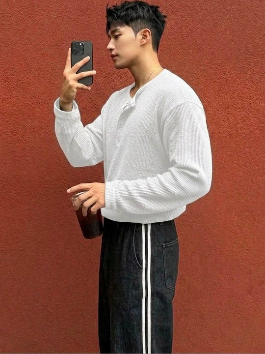 IVORY WAFFLE HENLEY