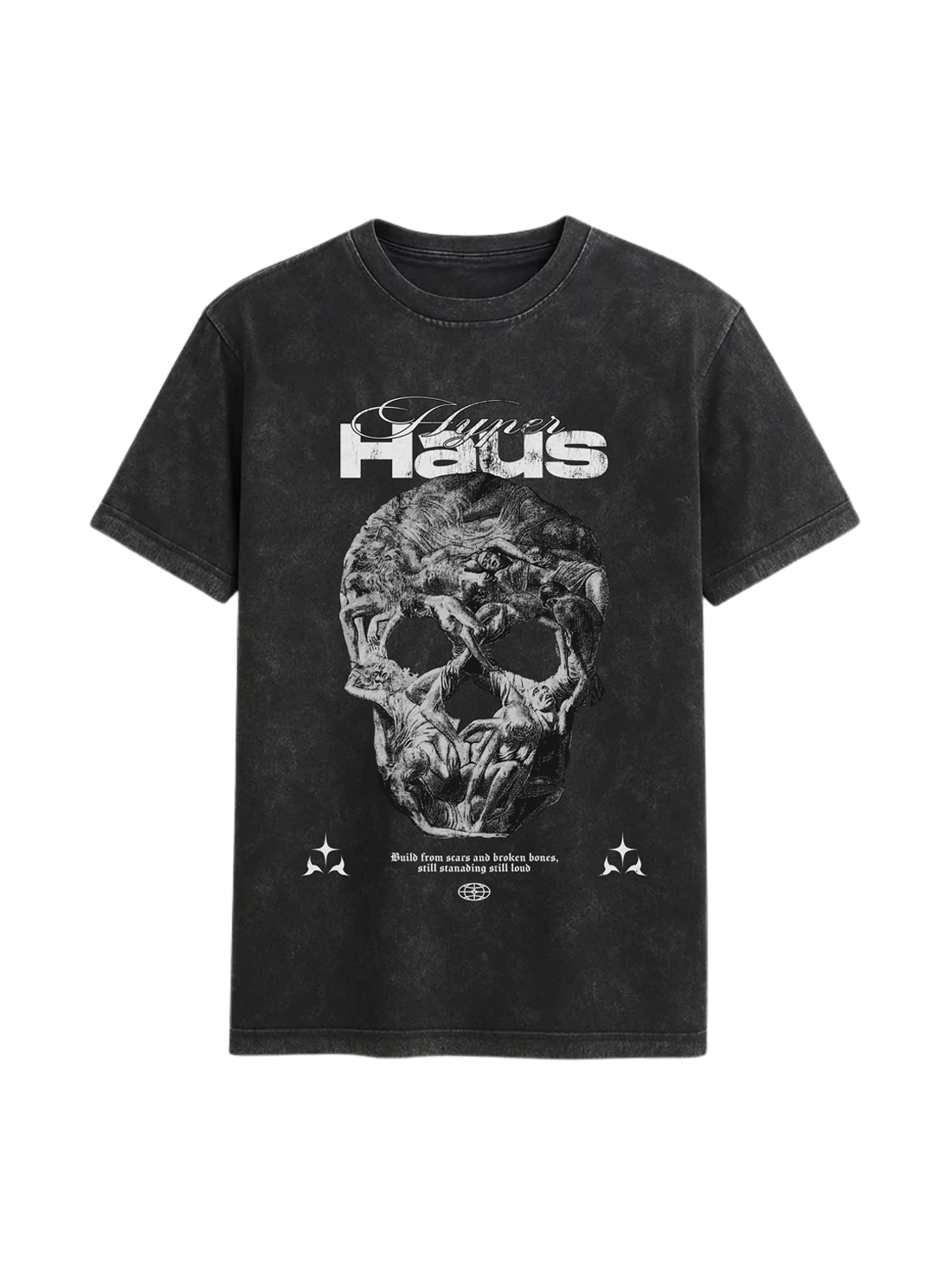 Hyper Haus Skull Legacy Oversized Tee - gothic streetwear t-shirt with monochrome skull artwork