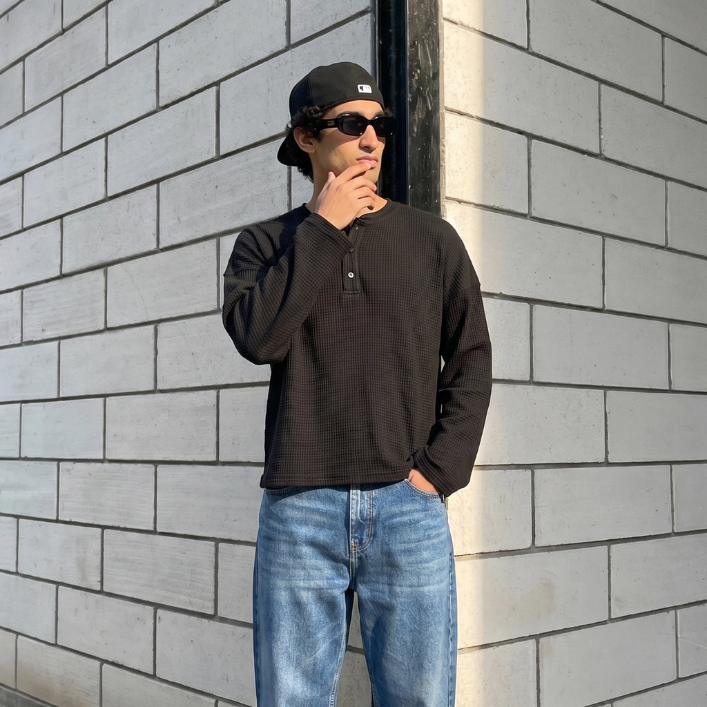 ONYX WAFFLE HENLEY