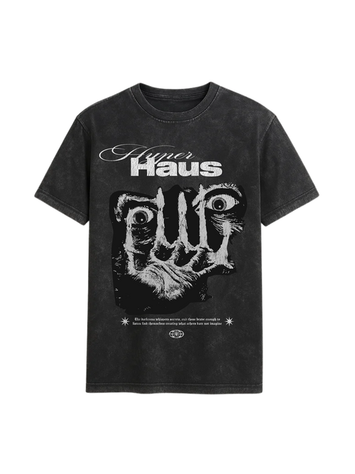 Hyper Haus Eclipse Vision Oversized Tee - streetwear t-shirt with abstract monochrome face graphic