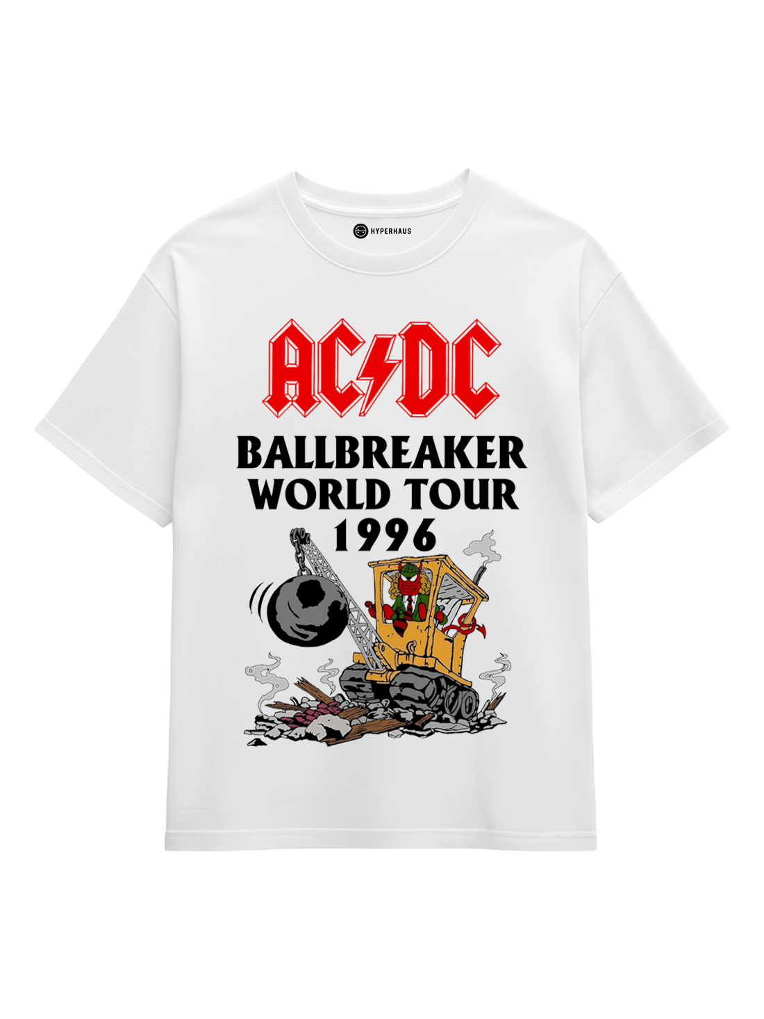AC/DC Tour Tee - oversized black rock band t-shirt with vintage graphic print
