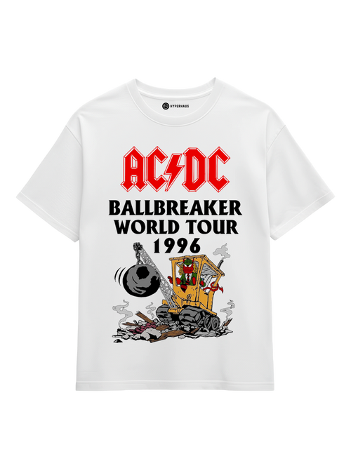 AC/DC Tour Tee - oversized black rock band t-shirt with vintage graphic print