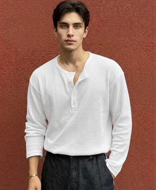 IVORY WAFFLE HENLEY