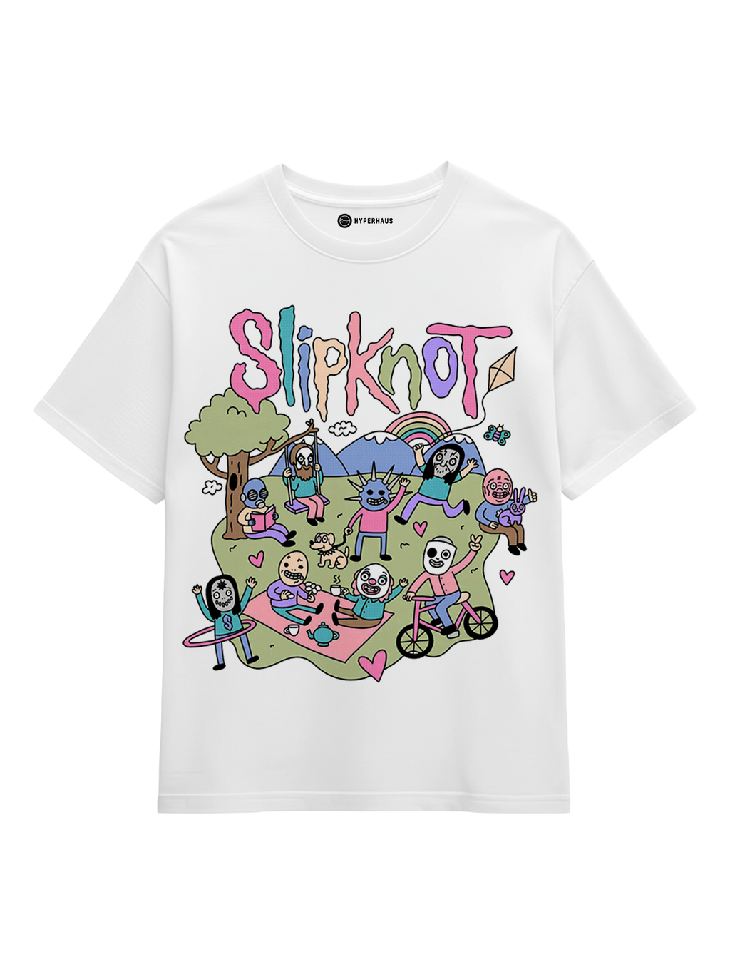 Slipknot Tee - oversized heavy metal band t-shirt with vibrant illustrated graphic