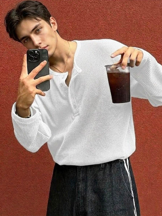 IVORY WAFFLE HENLEY