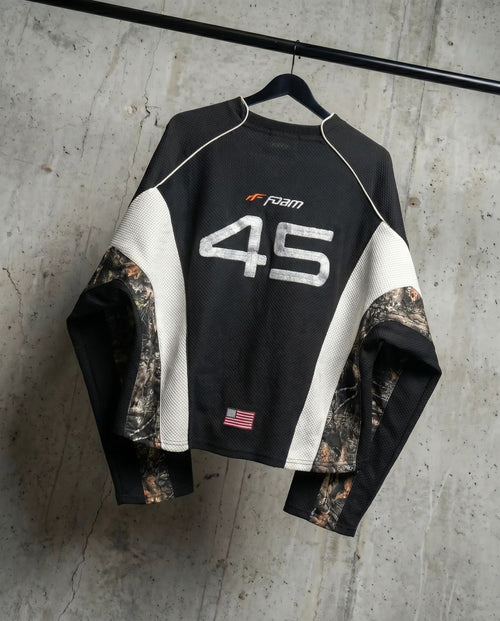 Archive Racing Mesh Long Sleeve Jersey - back view, breathable mesh fabric with racing panel design