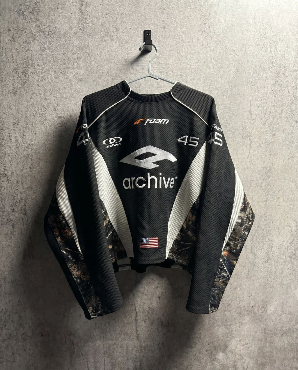 Archive Racing Mesh Long Sleeve Jersey - front view, vintage motocross-inspired streetwear jersey
