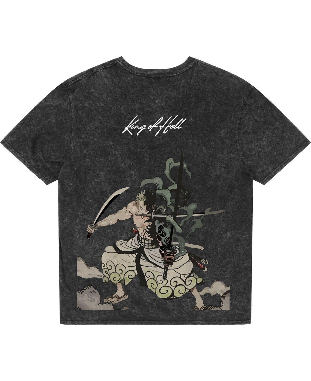 Three Blade Fury Tee - back view, oversized anime-inspired streetwear t-shirt