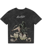 Three Blade Fury Tee - back view, oversized anime-inspired streetwear t-shirt
